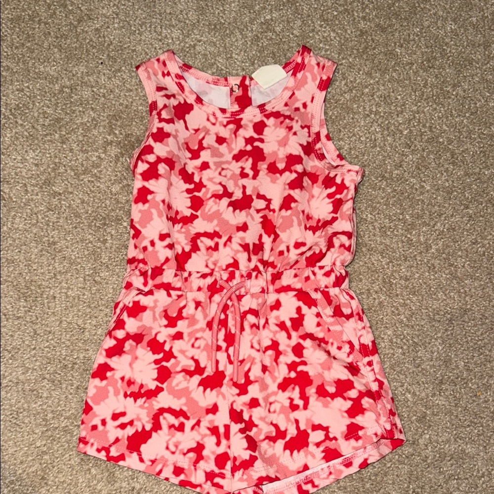 Pink and Red Sleeveless Romper